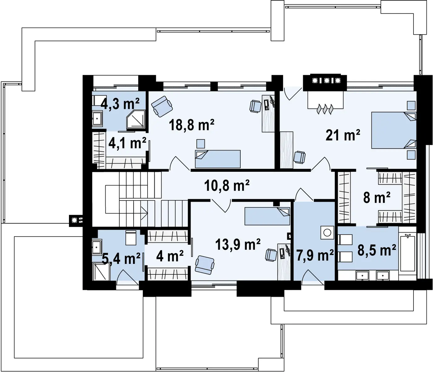 Projekt domu Zx107 Piętrowy dom nowoczesny z garażem