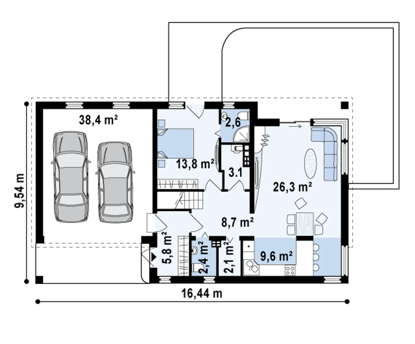 Projekt domu Zx58 Dom z dużą otwartą przestrzenią. W standardzie