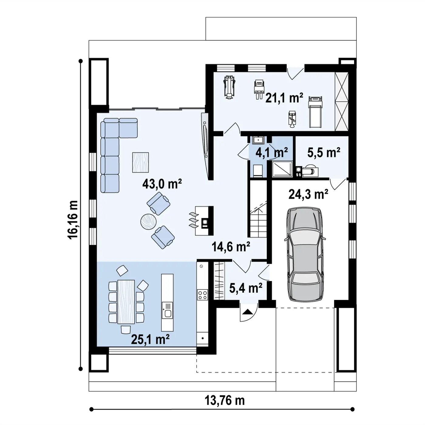 Projekt domu Zx123 Modernistyczny dom z pełnym piętrem, garażem