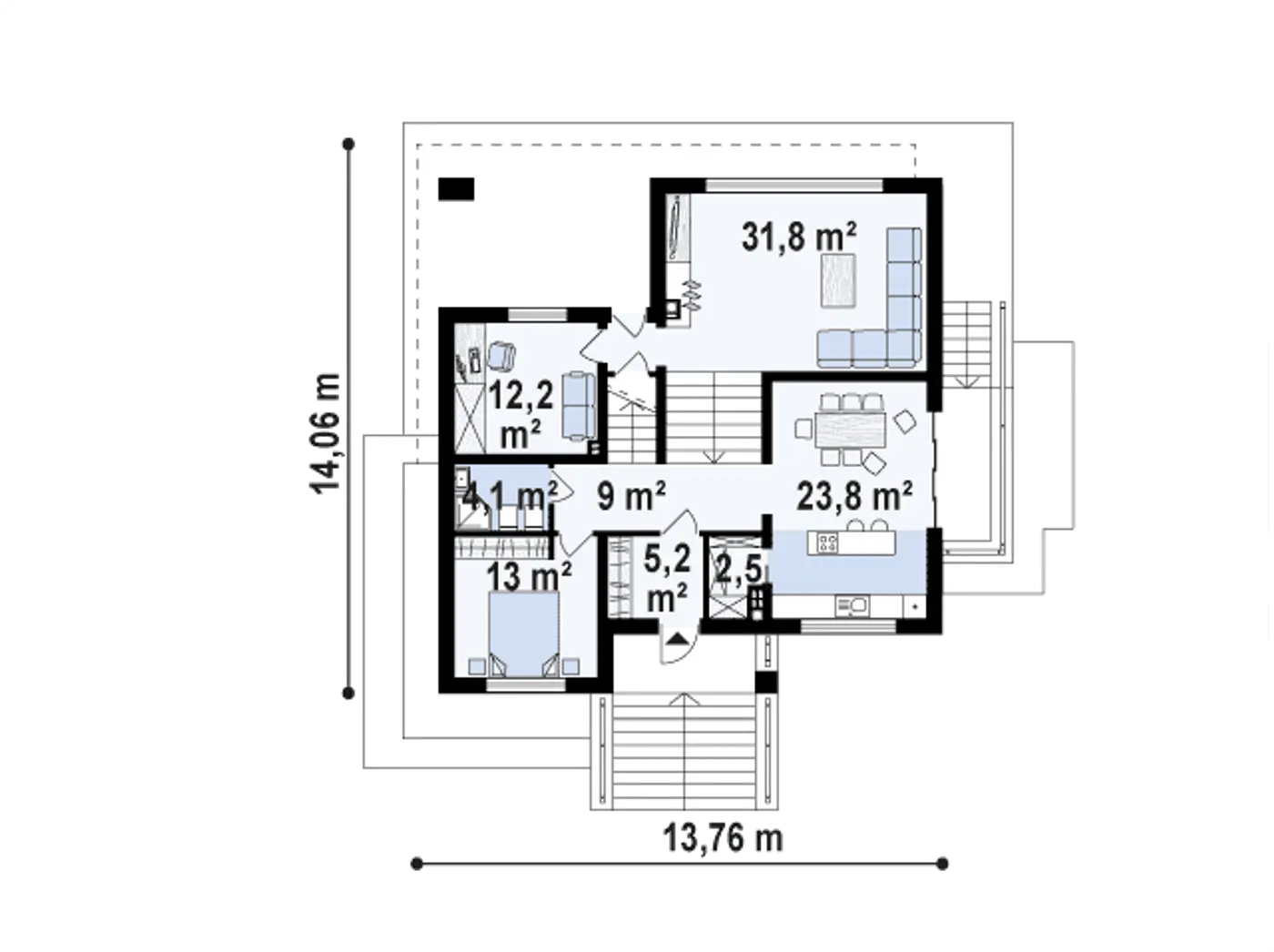 Projekt domu Zx131 Prosty, nowoczesny 4-kondygnacyjny dom z