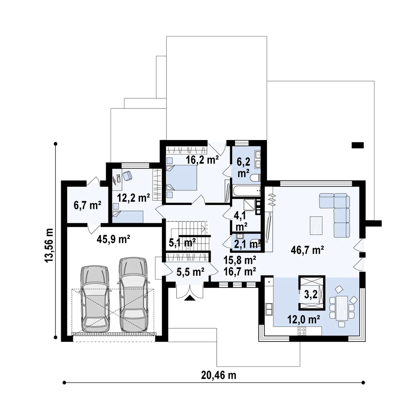 Projekt domu Zx22 Nowoczesny piętrowy dom z garażem oraz tarasem
