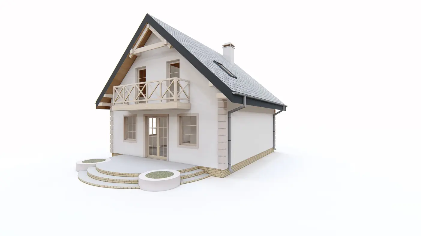 Gotowy projekt domu  - Mały funkcjonalny dom z dwuspadowym dachem i lukarna ekonomiczny w budowie