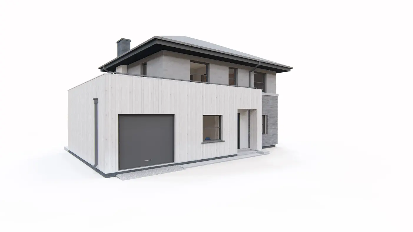 Gotowy projekt domu  - Piętrowy dom z czteroma pokojami, kopertowym dachem, tarasem i wygodnym układem