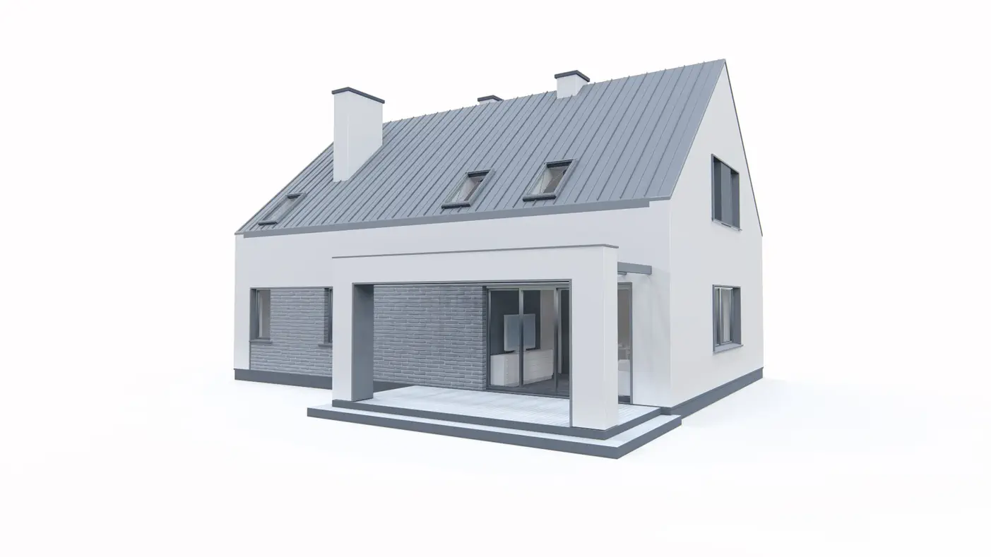 Gotowy projekt domu  - Projekt domu z  dwuspadowym dachem i garażem jednostanowiskowym