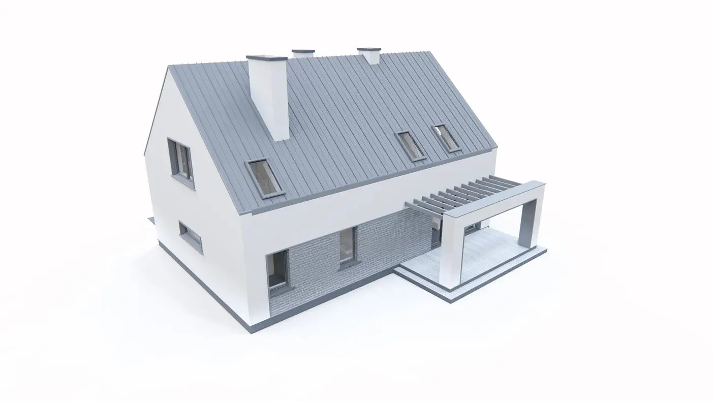 Gotowy projekt domu  - Projekt domu z  dwuspadowym dachem i garażem jednostanowiskowym