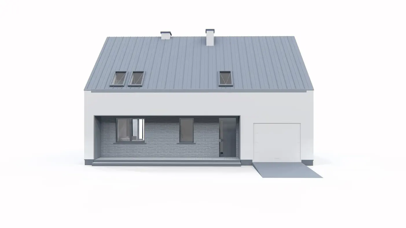Gotowy projekt domu  - Projekt domu z  dwuspadowym dachem i garażem jednostanowiskowym