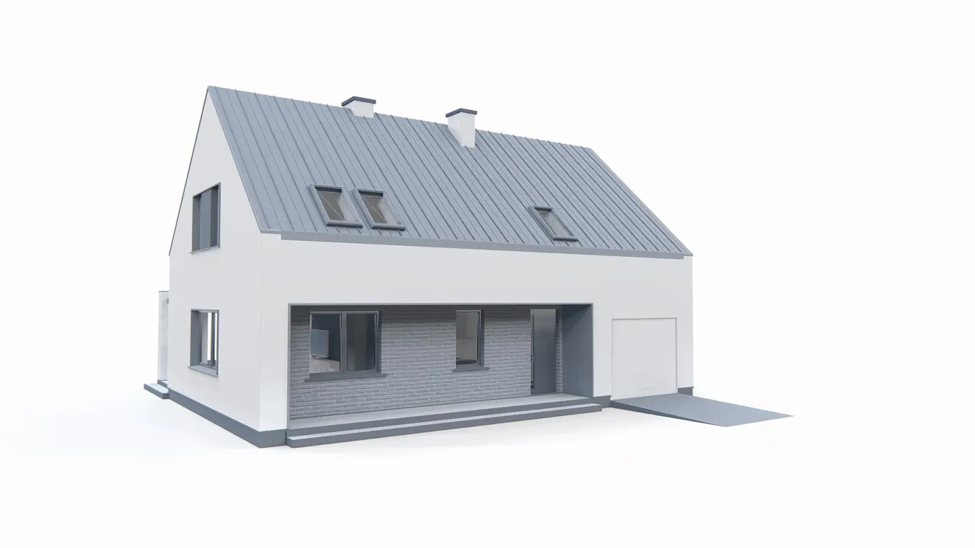 Gotowy projekt domu  - Projekt domu z  dwuspadowym dachem i garażem jednostanowiskowym