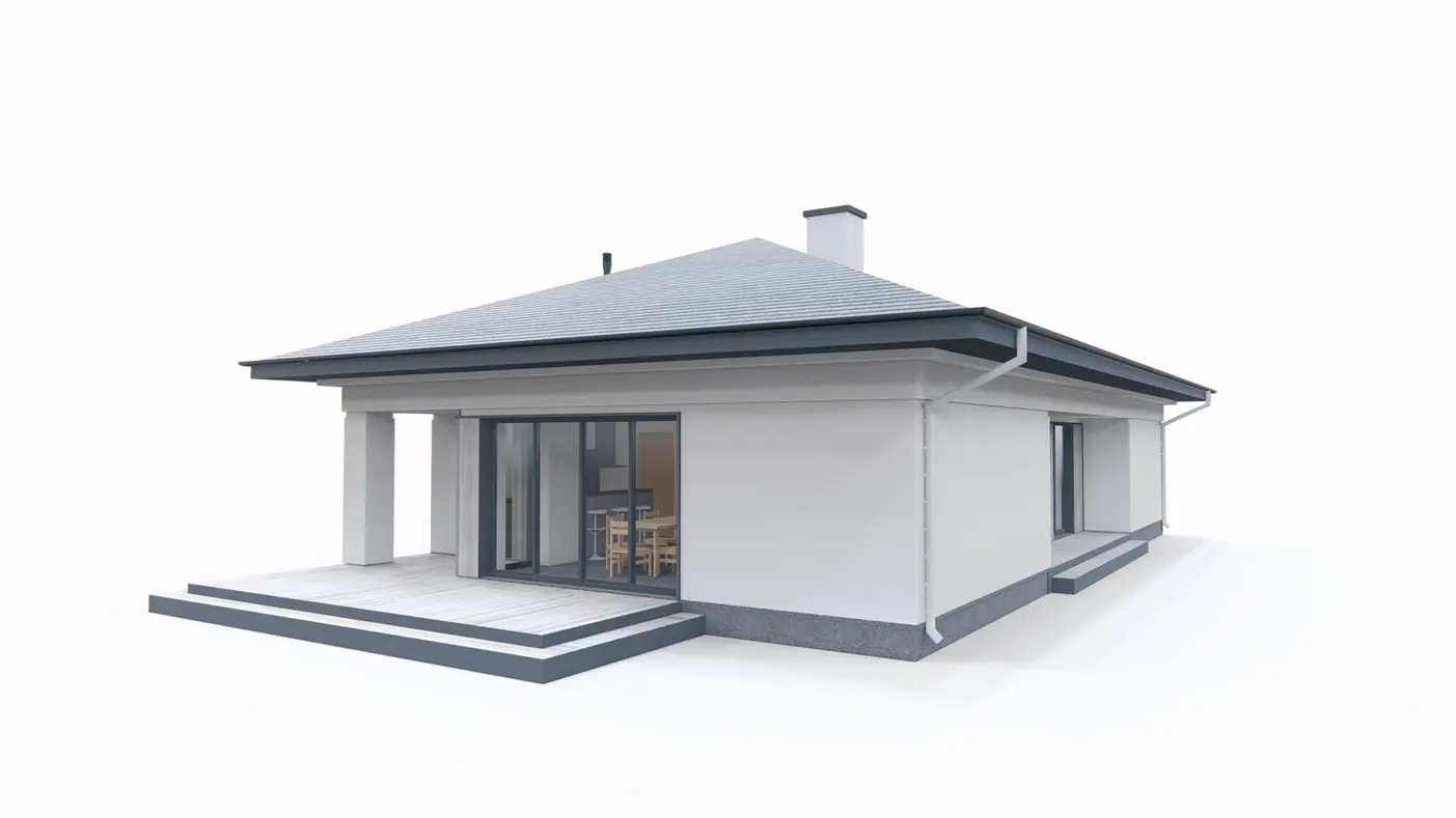 Gotowy projekt domu  - Dom na wąską działkę z dachem kopertowym.