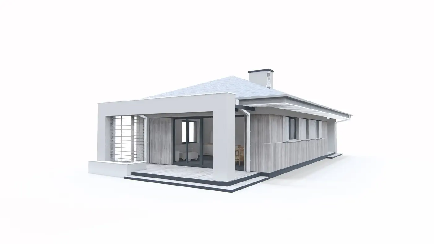 Home project  - Parterowy dom na wąską działkę.