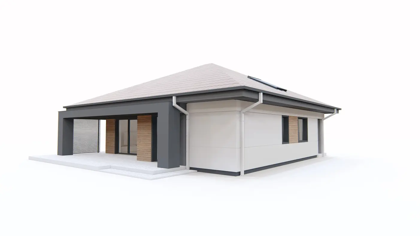 Gotowy projekt domu  - dom jednorodzinny z dachem dwuspadowym oraz jednostanowiskowym garażem