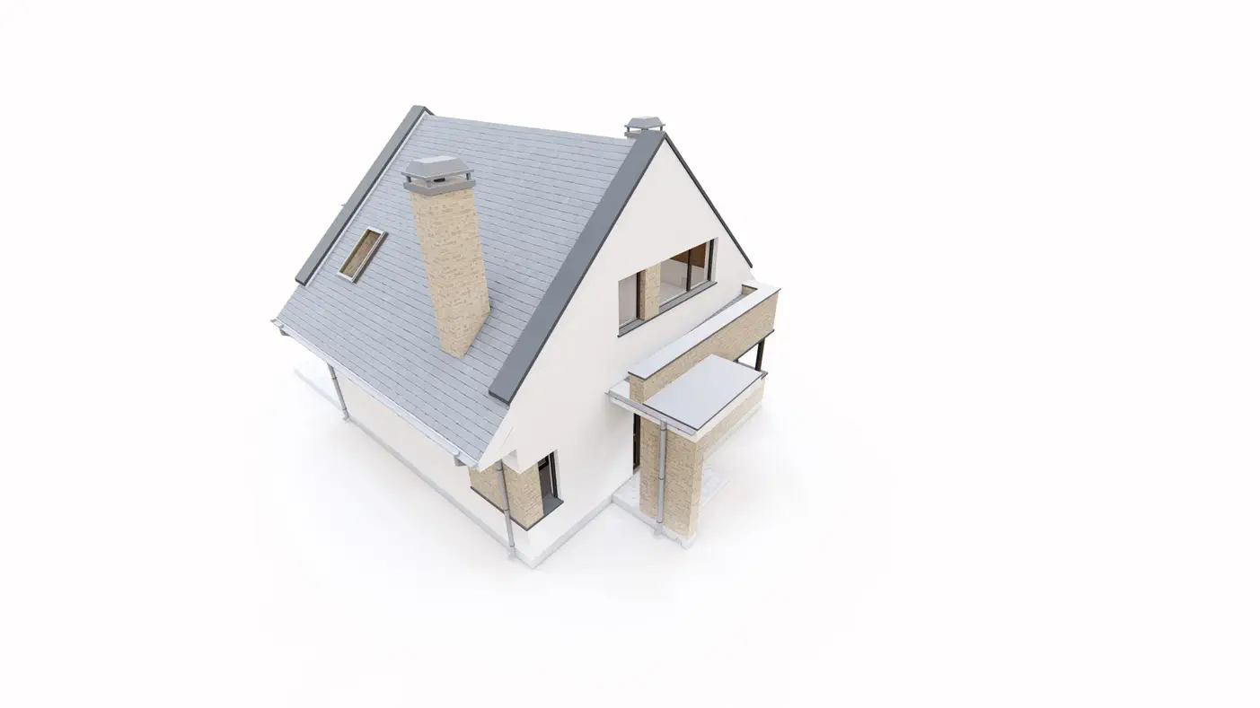 Gotowy projekt domu  - Mały, funkcjonalny dom z poddaszem, dachem dwuspadowym i dużym salonem