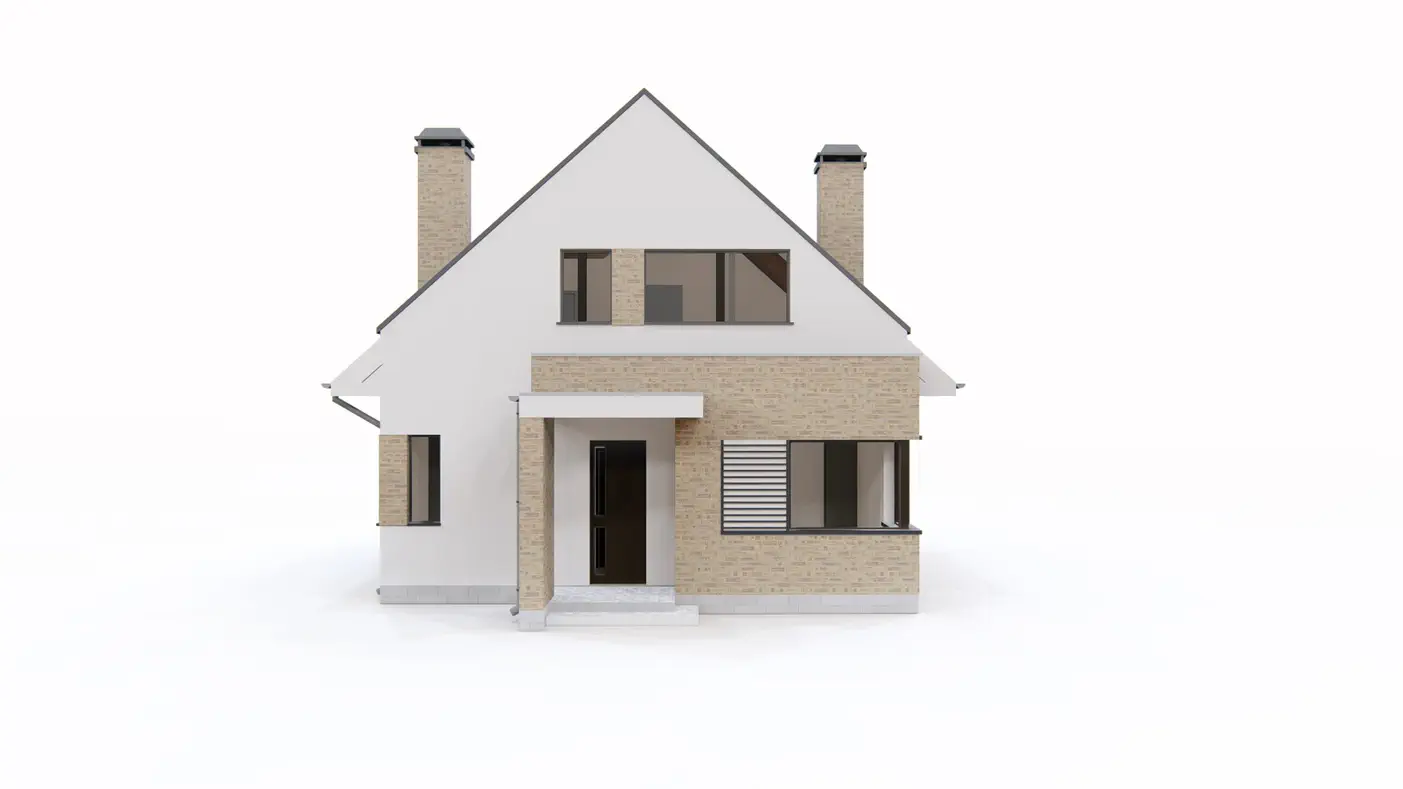 Gotowy projekt domu  - Mały, funkcjonalny dom z poddaszem, dachem dwuspadowym i dużym salonem