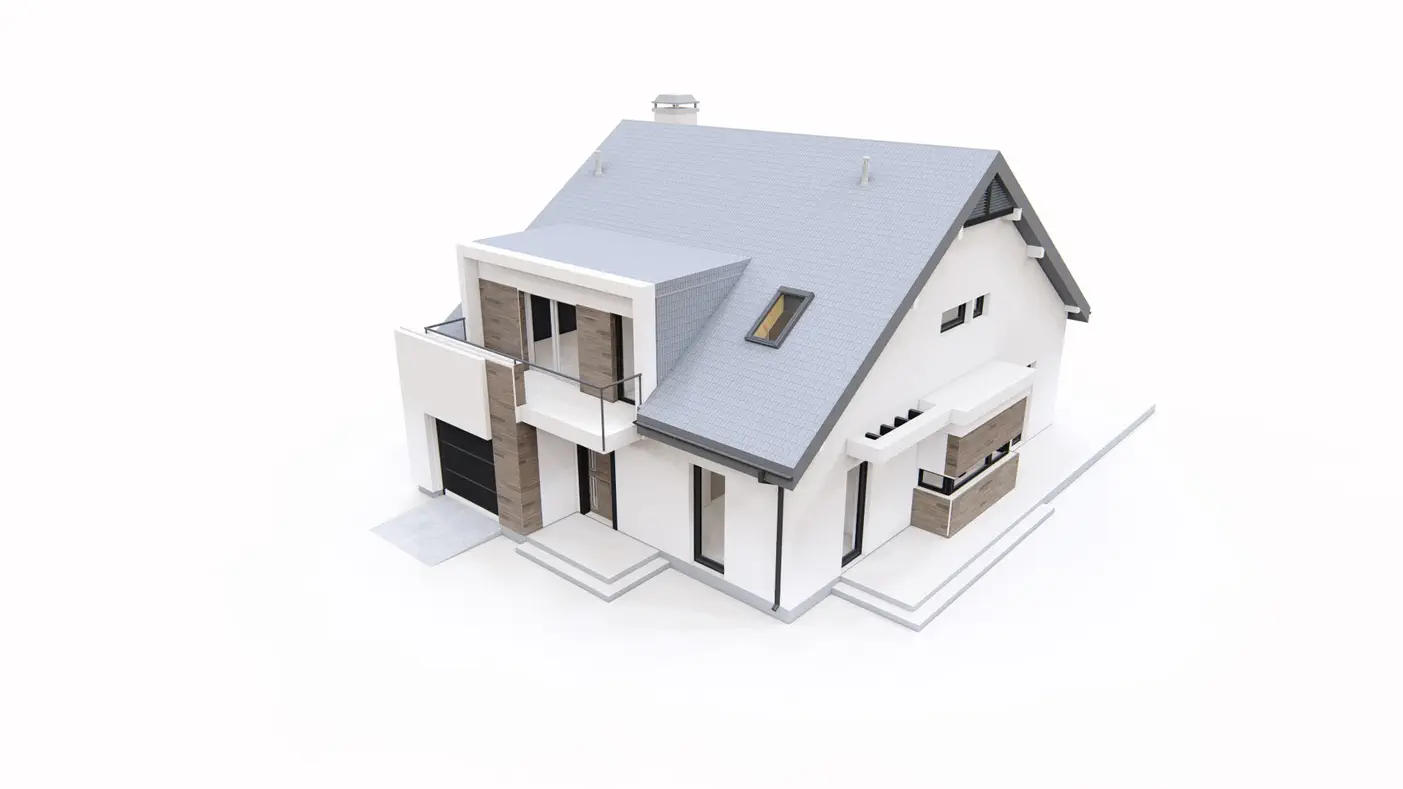 Z116 to wyjątkowy dom z kategorii projekty domów jednorodzinnych Gotowy projekt domu - Współczesny dom z poddaszem, pięcioma sypialniami, garażem i nowoczesną lukarną