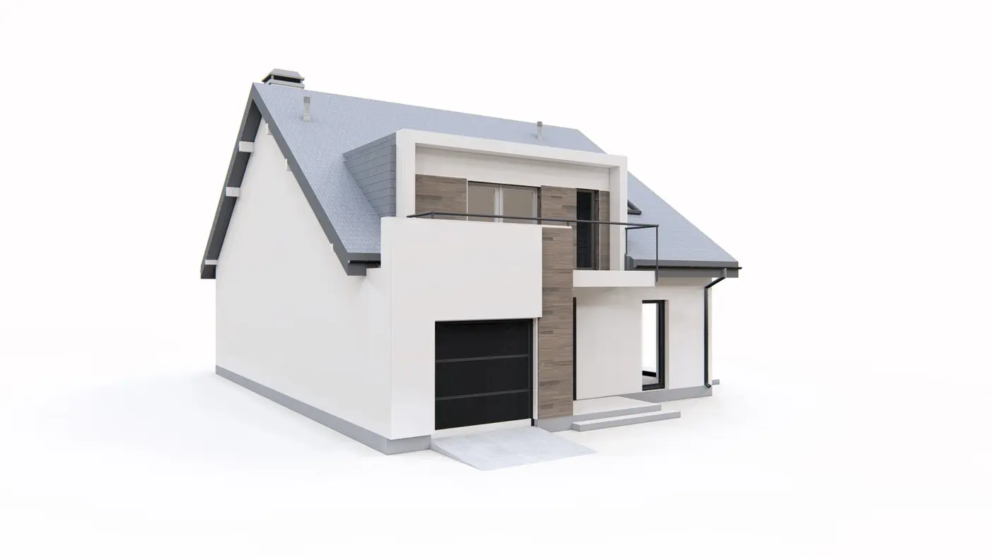 Z116 to wyjątkowy dom z kategorii projekty domów z większą liczbą pokoi Gotowy projekt domu - Współczesny dom z poddaszem, pięcioma sypialniami, garażem i nowoczesną lukarną