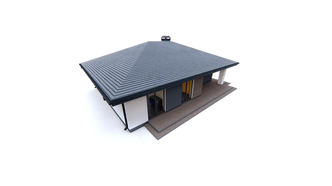 Gotowy projekt domu  - Ponadczasowy dom parterowy z dachem kopertowym, 3 sypialniami i tarasem