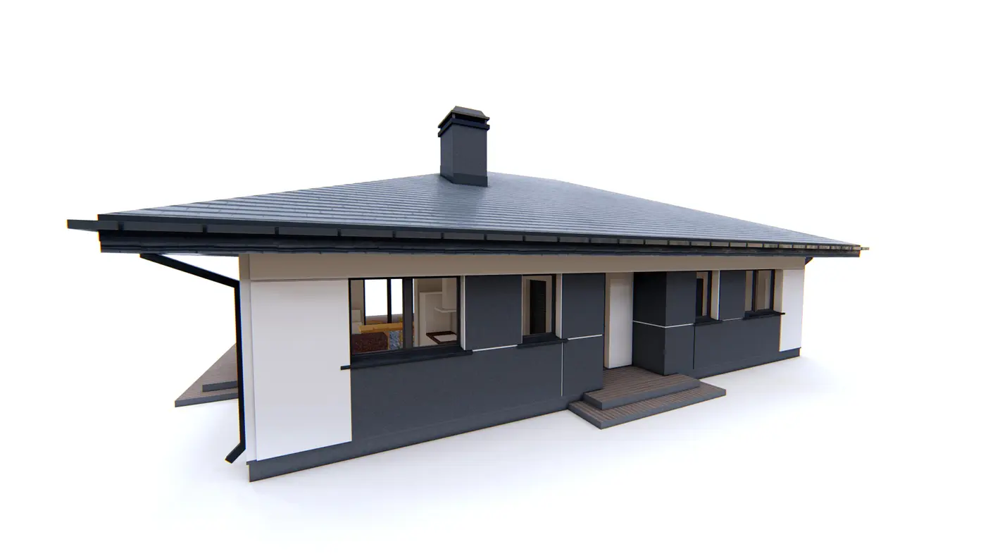 Gotowy projekt domu  - Ponadczasowy dom parterowy z dachem kopertowym, 3 sypialniami i tarasem