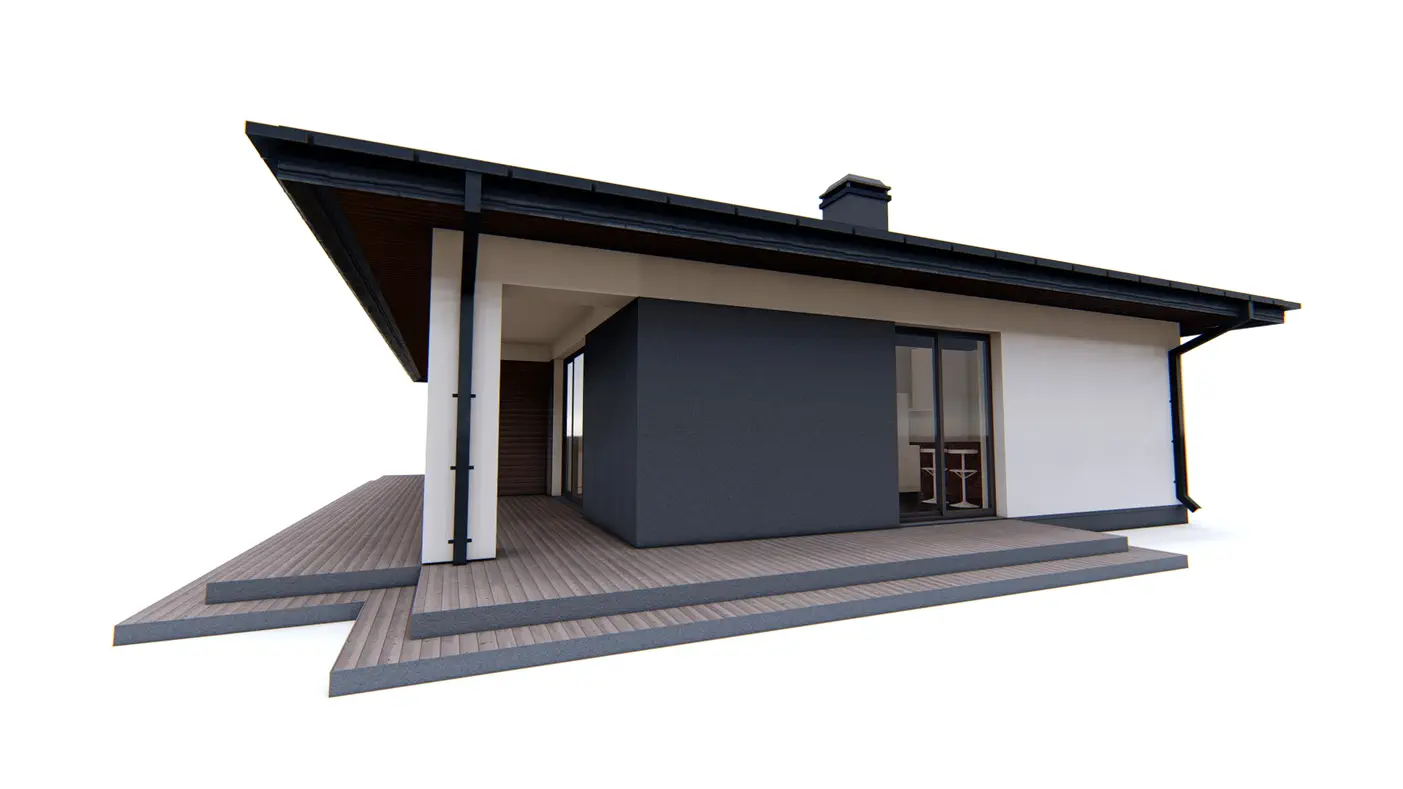 Gotowy projekt domu  - Ponadczasowy dom parterowy z dachem kopertowym, 3 sypialniami i tarasem