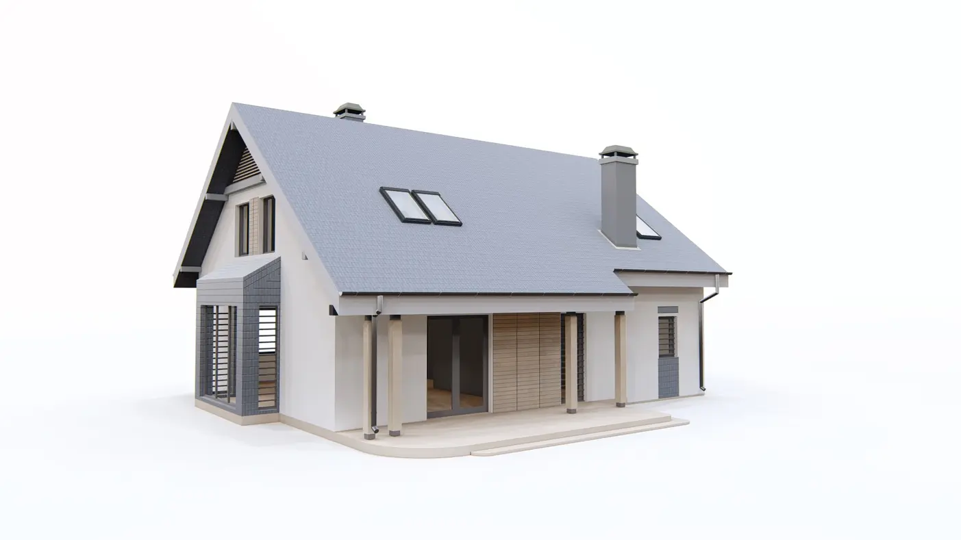 Gotowy projekt domu  - Kompaktowy i ekonomiczny w budowie dom z poddaszem, wykuszem w jadalni i garażem