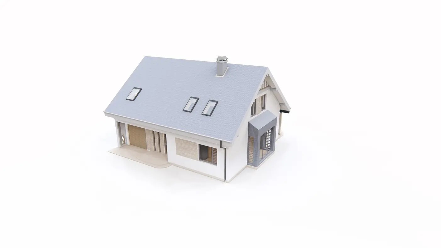 Gotowy projekt domu  - Kompaktowy i ekonomiczny w budowie dom z poddaszem, wykuszem w jadalni i garażem