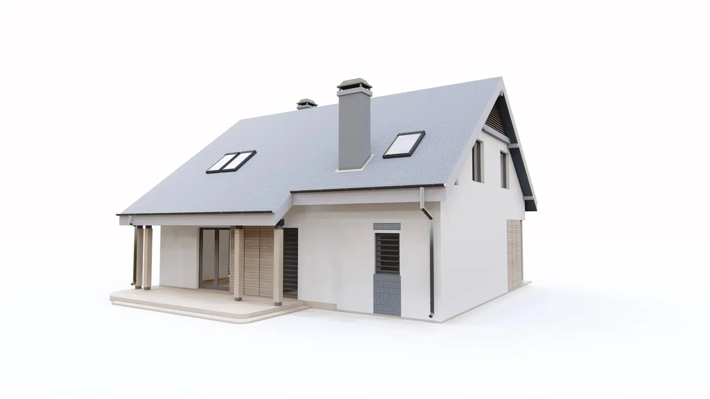 Gotowy projekt domu  - Kompaktowy i ekonomiczny w budowie dom z poddaszem, wykuszem w jadalni i garażem