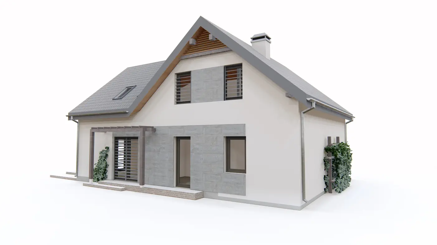 Gotowy projekt domu  - Wygodny dom z poddaszem, gabinetem na parterze, garażem oraz dużym PG