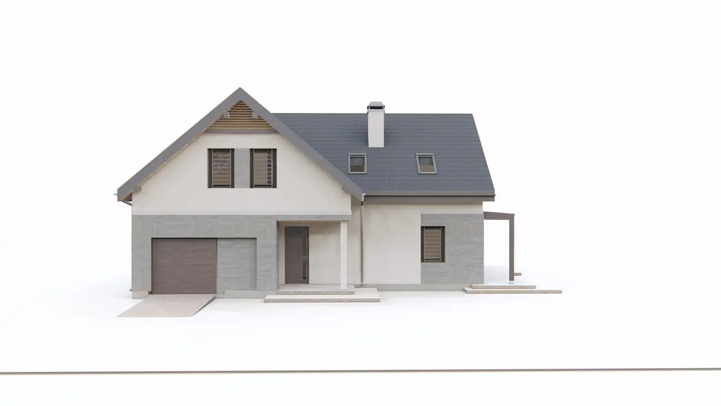 Gotowy projekt domu  - Wygodny dom z poddaszem, gabinetem na parterze, garażem oraz dużym PG