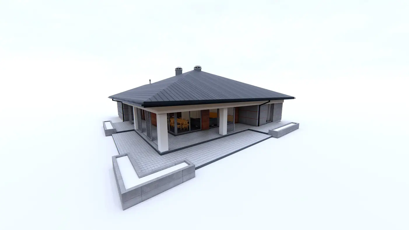 Home project  - Parterowy dom z garażem dwustanowiskowym.