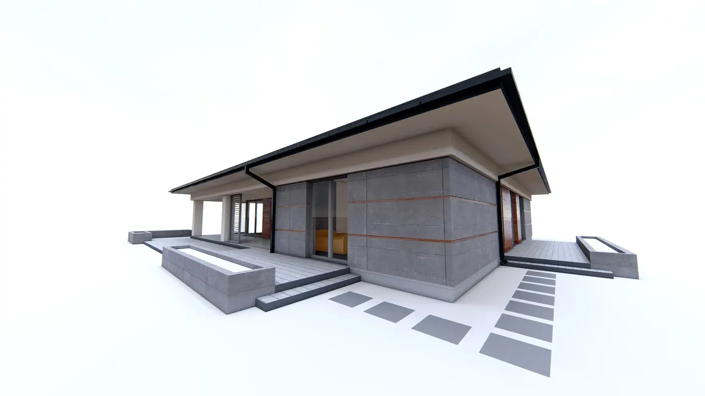 Home project  - Parterowy dom z garażem dwustanowiskowym.