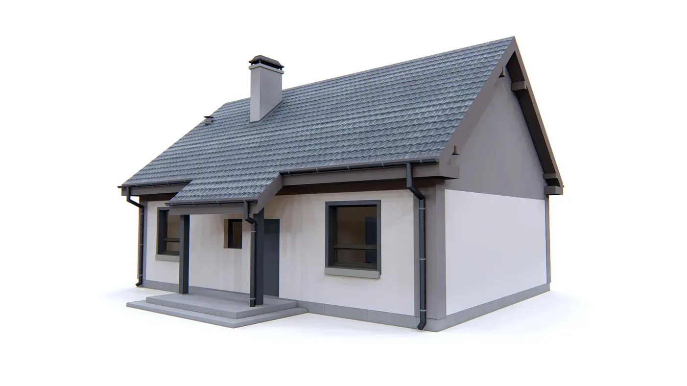 Gotowy projekt domu  - Funkcjonalny dom z dachem dwuspadowym, dwoma pokojami, tani i łatwy w budowie