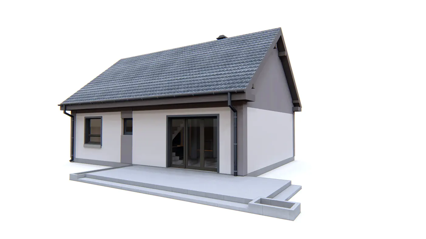 Gotowy projekt domu  - Funkcjonalny dom z dachem dwuspadowym, dwoma pokojami, tani i łatwy w budowie