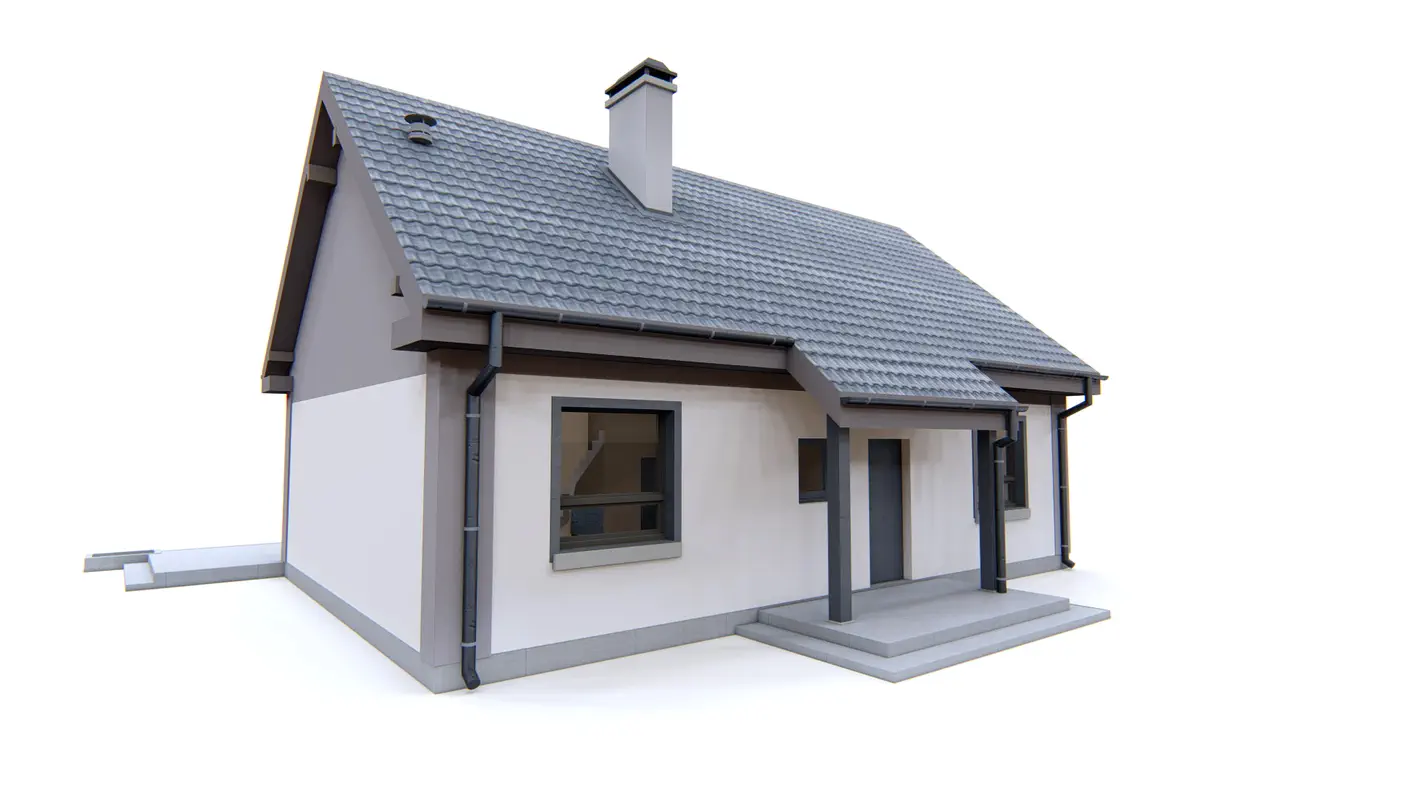 Gotowy projekt domu  - Funkcjonalny dom z dachem dwuspadowym, dwoma pokojami, tani i łatwy w budowie