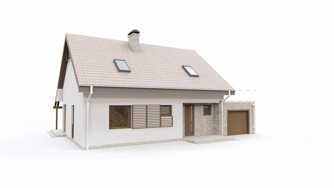 Gotowy projekt domu  - Mały i kompaktowy dom z poddaszem, tarasem nad garażem i gabinetem na parterze