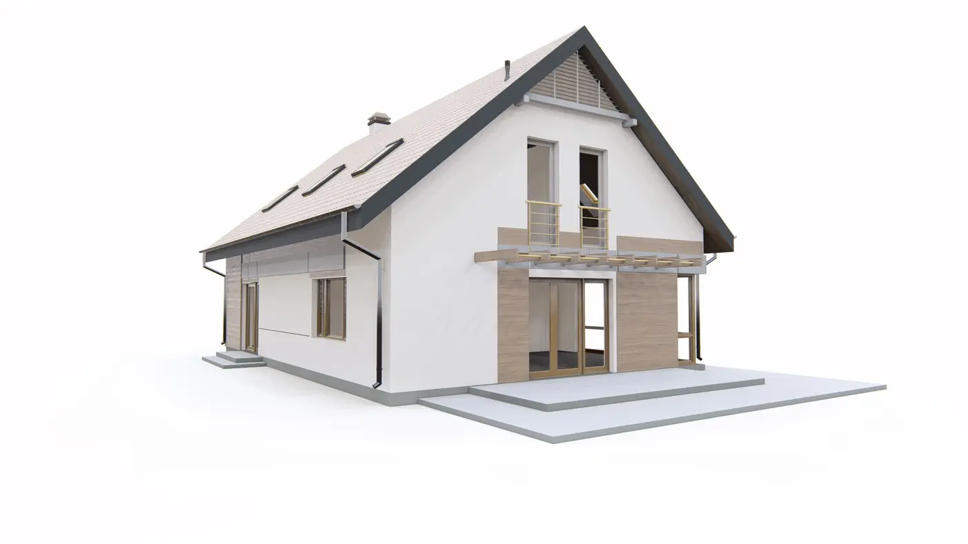 Gotowy projekt domu  - Komfortowy dom z poddaszem, garażem od frontu, także na działkę z wjazdem od południa.