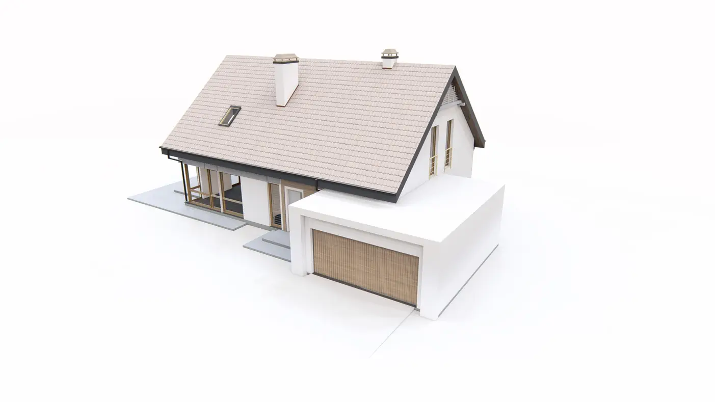 Gotowy projekt domu  - Komfortowy dom z poddaszem, garażem od frontu, także na działkę z wjazdem od południa.