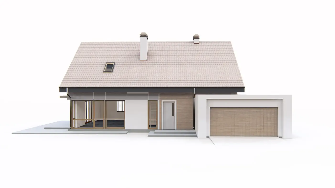 Gotowy projekt domu  - Komfortowy dom z poddaszem, garażem od frontu, także na działkę z wjazdem od południa.