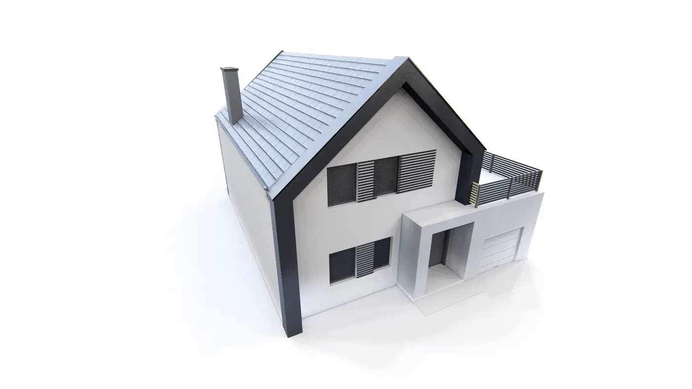 Gotowy projekt domu  - Nowoczesny dom dwurodzinny z dachem dwuspadowymi i garażem jednostanowiskowym