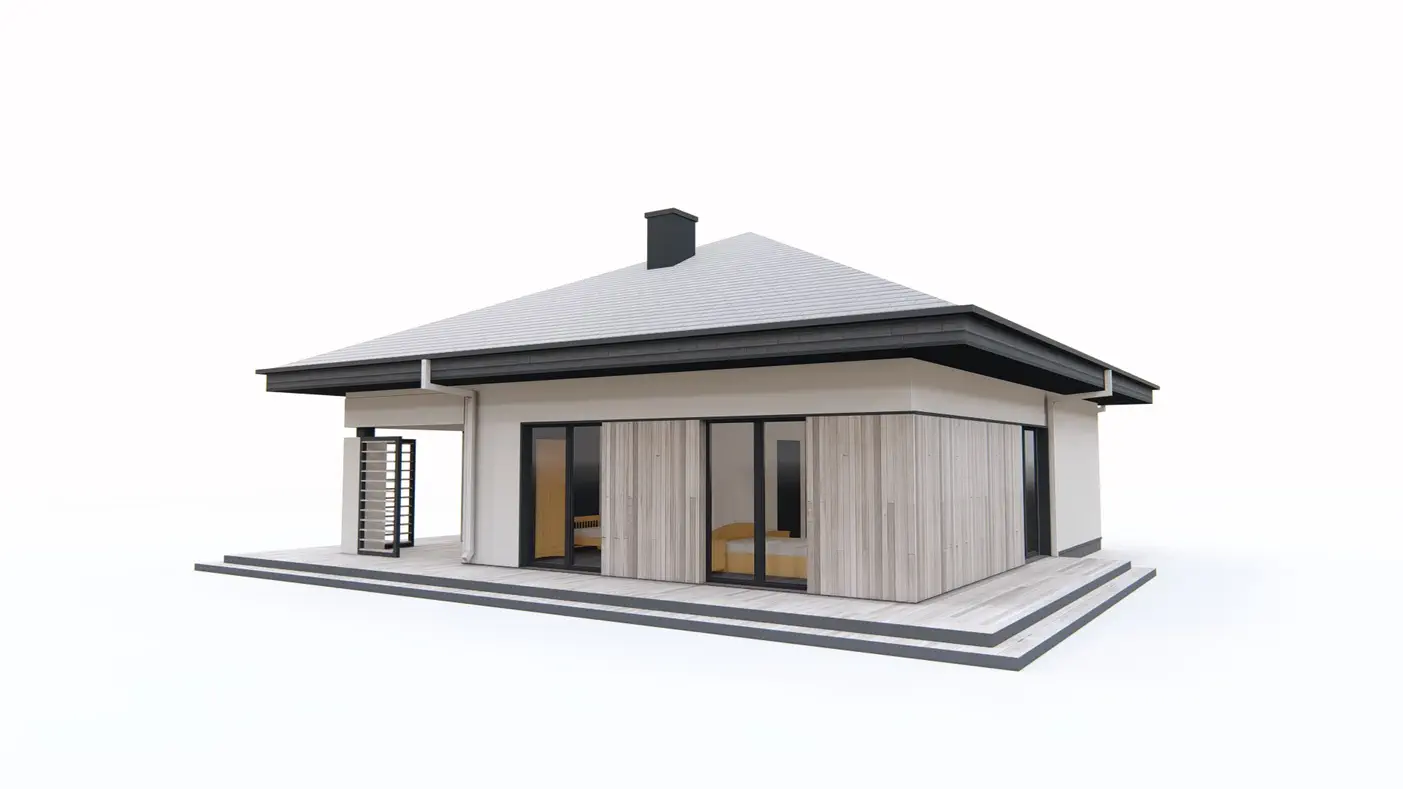 Gotowy projekt domu  - Współczesny, parterowy dom jednorodzinny na paliwo stałe