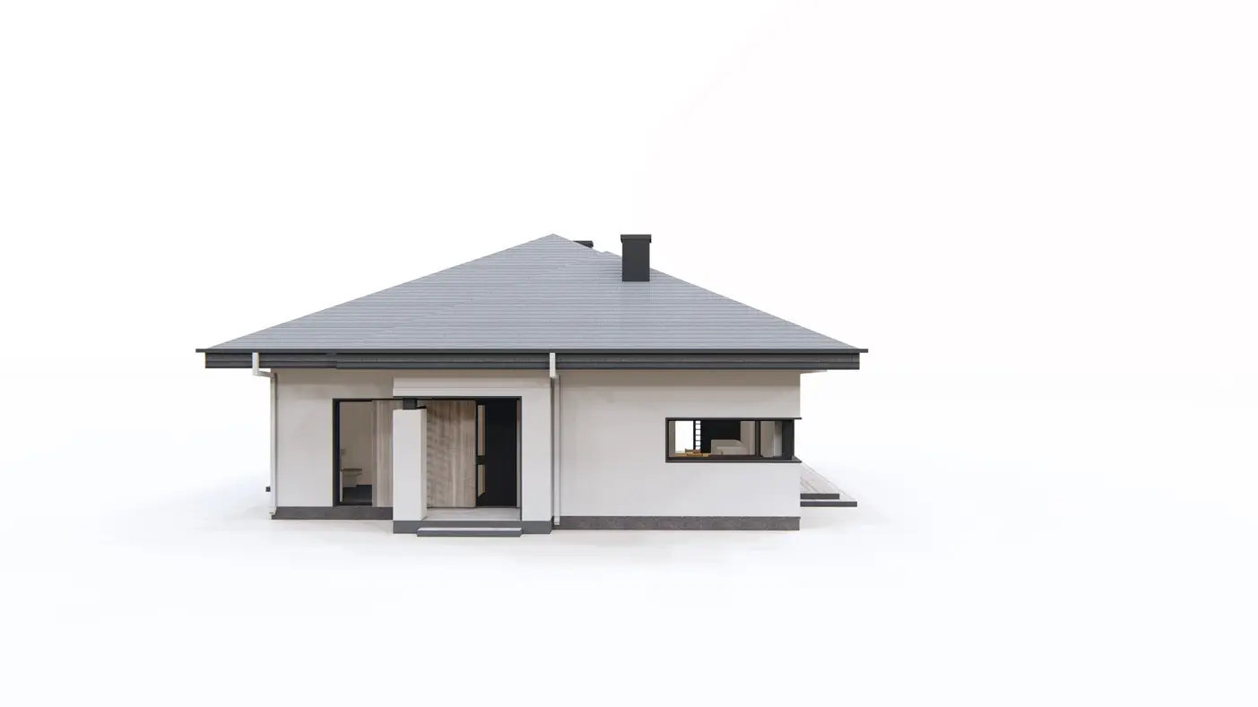 Gotowy projekt domu  - Współczesny, parterowy dom jednorodzinny na paliwo stałe