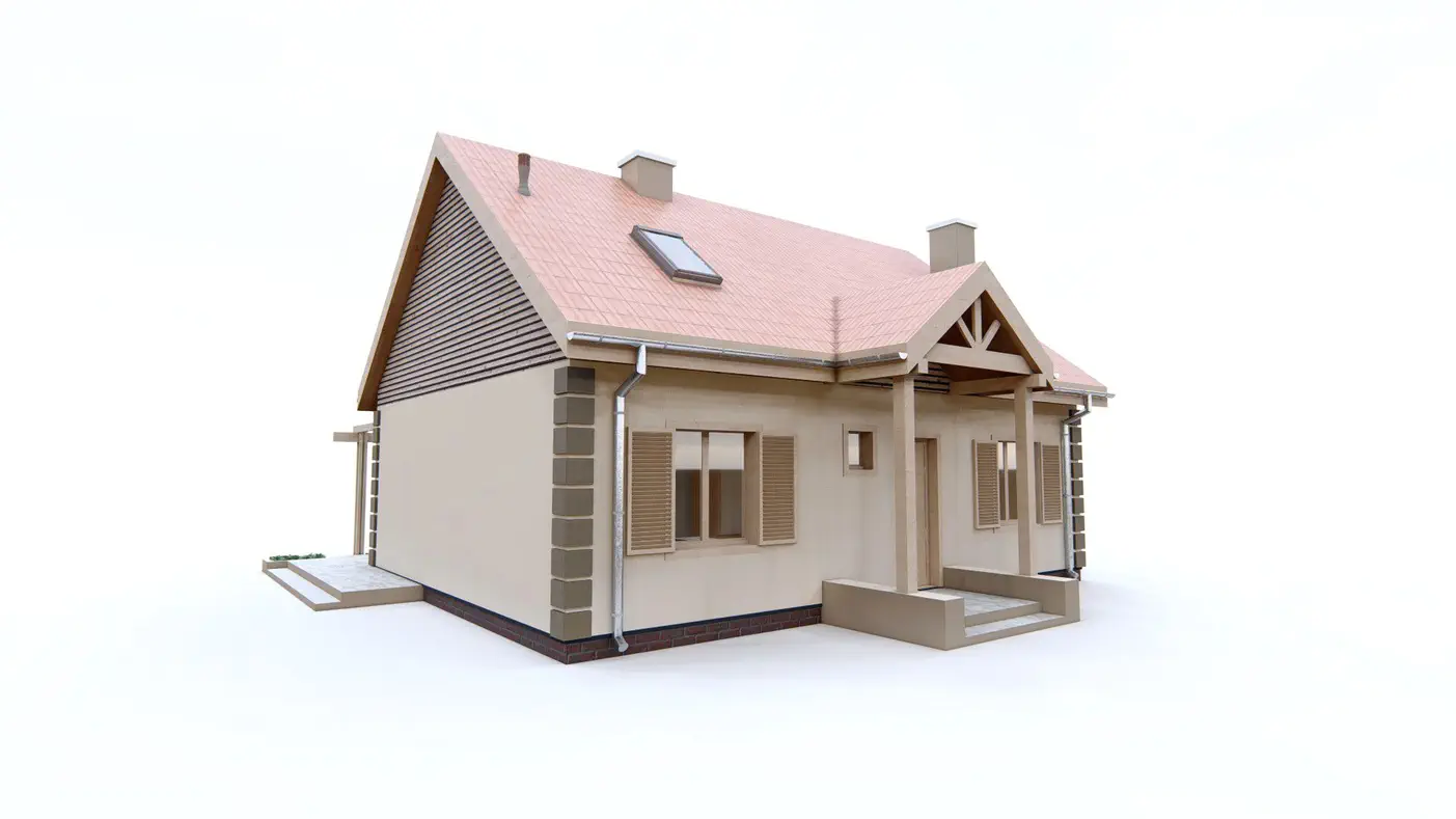 Namo projektas - Funkcionalus, nebrangiai ir lengvai pastatomas namas su kambariu pirmame aukšte