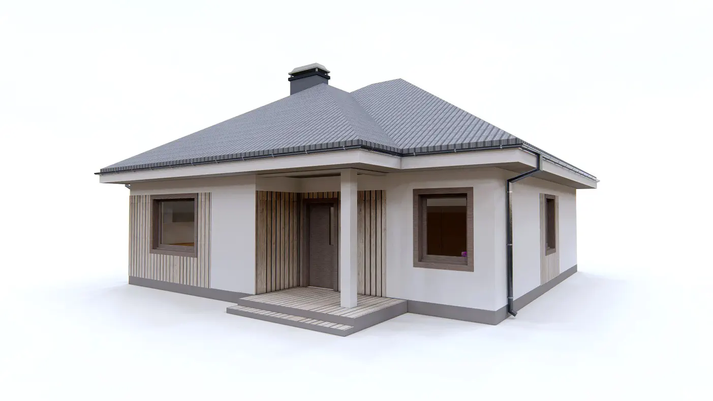 Namo projektas - Nedidelis vienaukštis namas su terasa