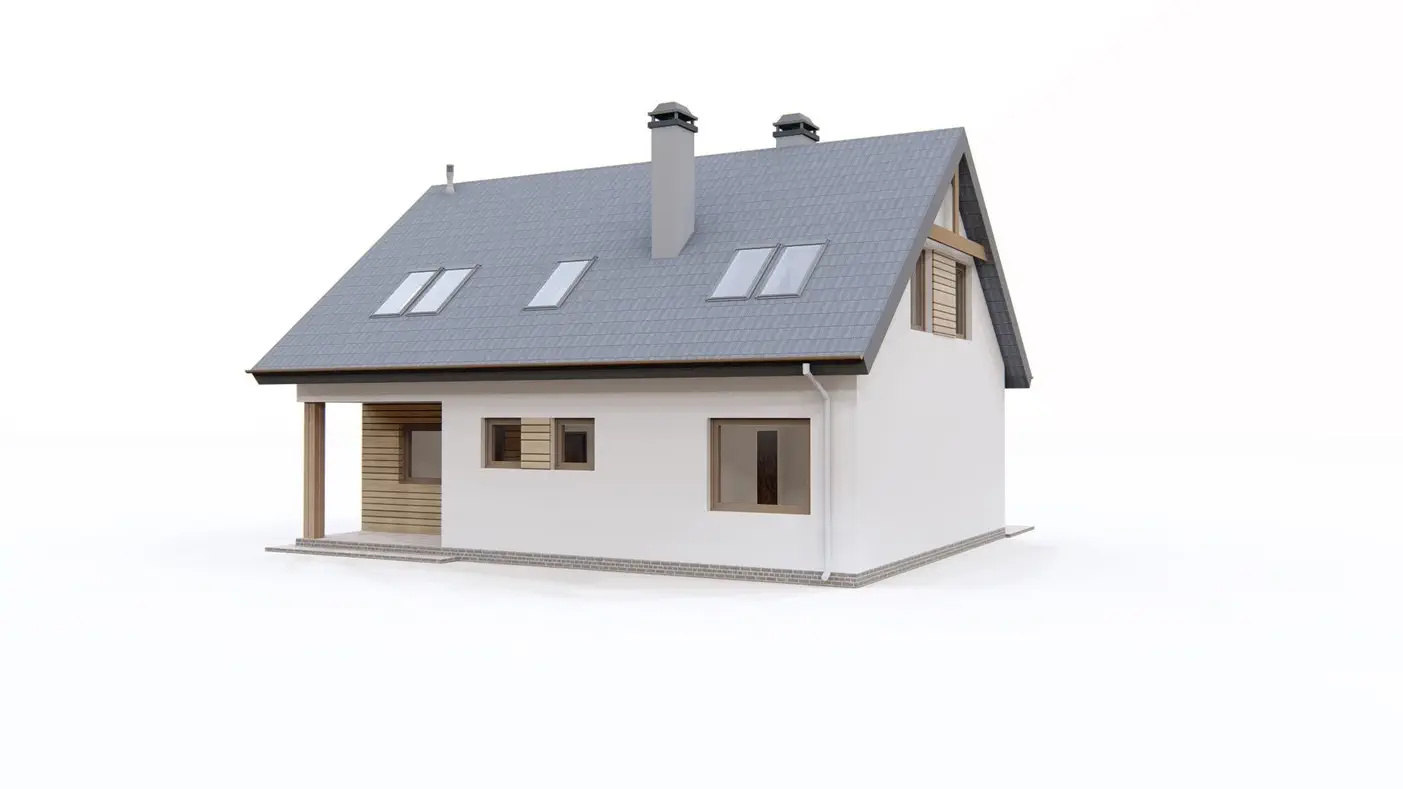 Namo projektas - Komfortiškas namas su mansarda ir dvišlaičiu stogu