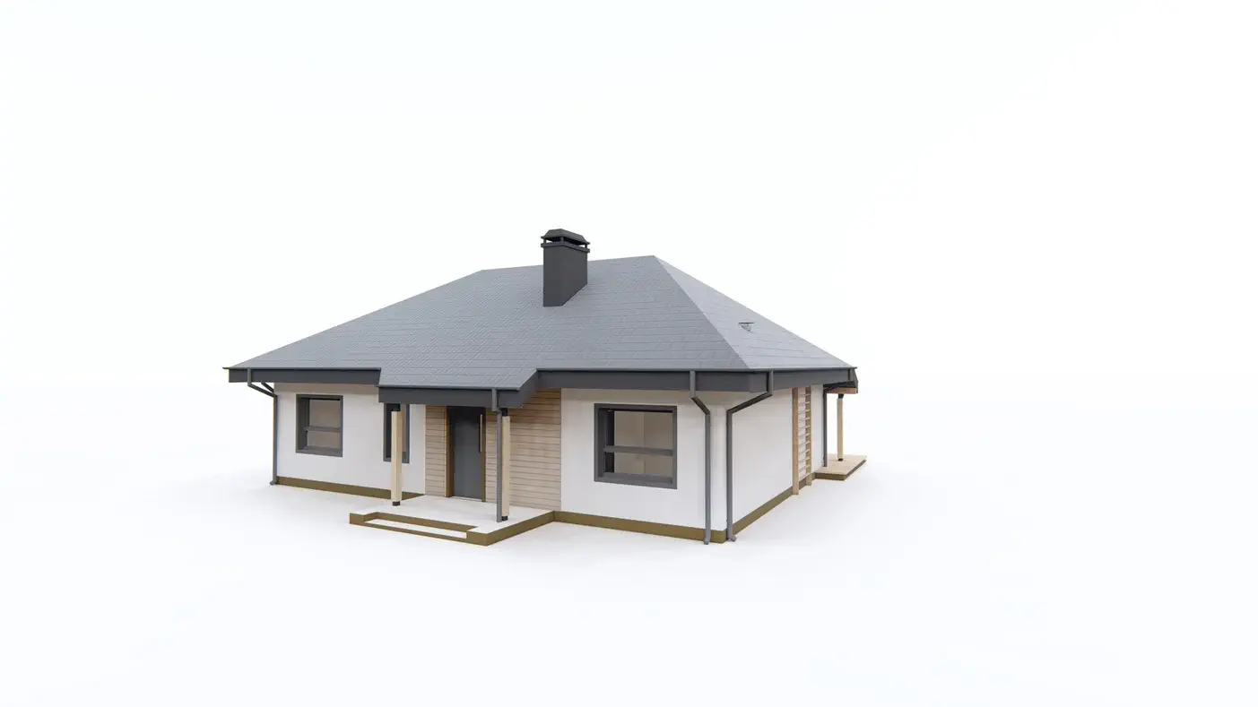 Namo projektas  - Vienaukštis namas su erdvia svetaine ir terasa