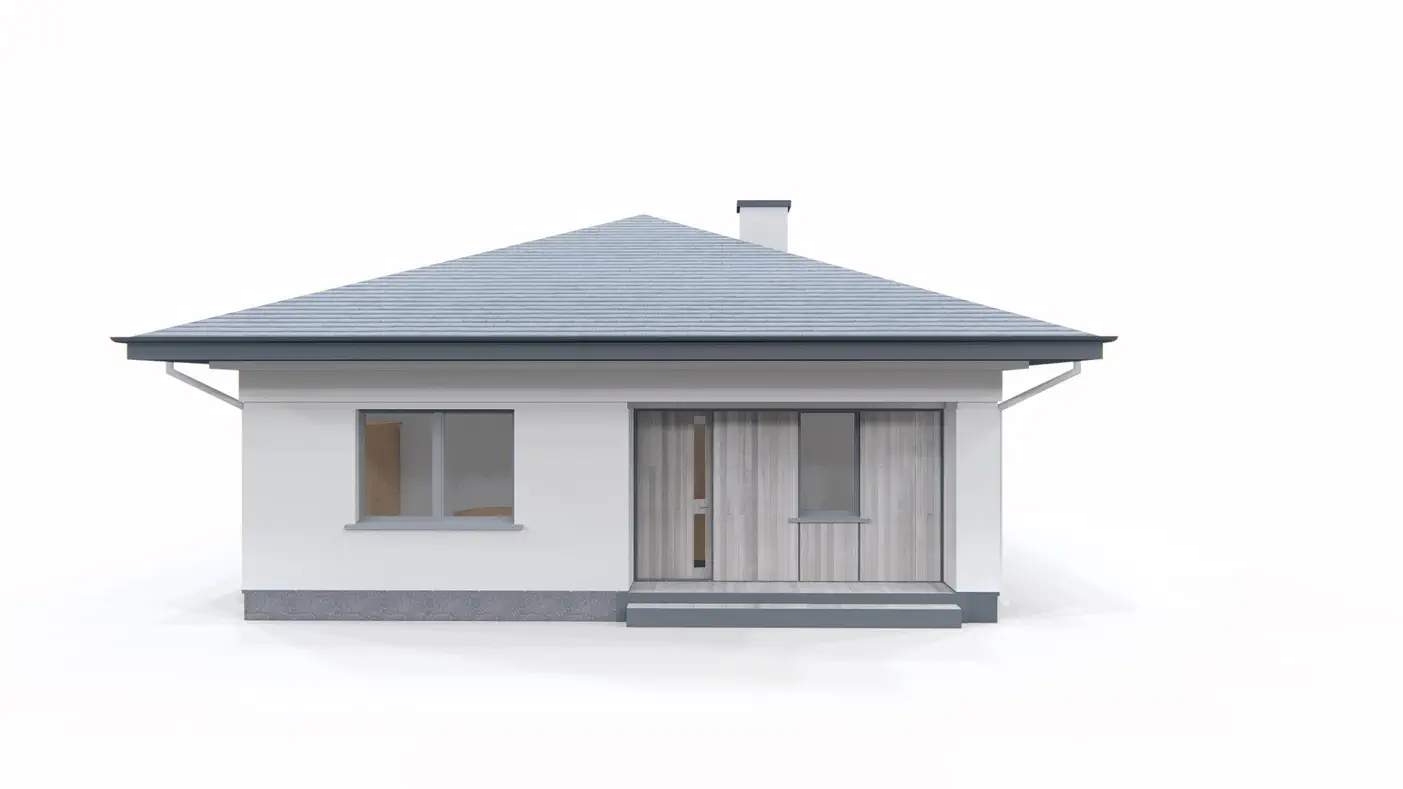 Namo projektas - Erdvus vienaukštis namas, tinka siauram sklypui