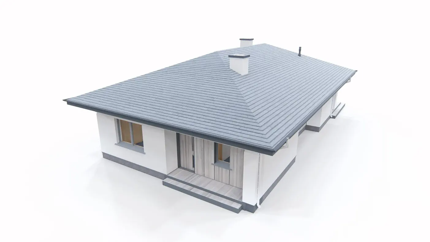 Namo projektas - Erdvus vienaukštis namas, tinka siauram sklypui