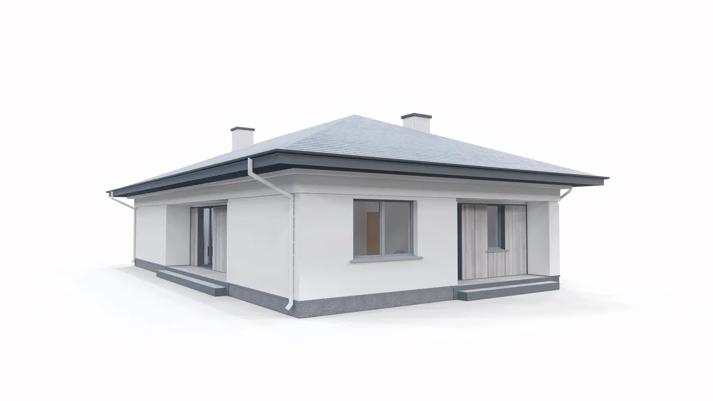 Namo projektas - Erdvus vienaukštis namas, tinka siauram sklypui