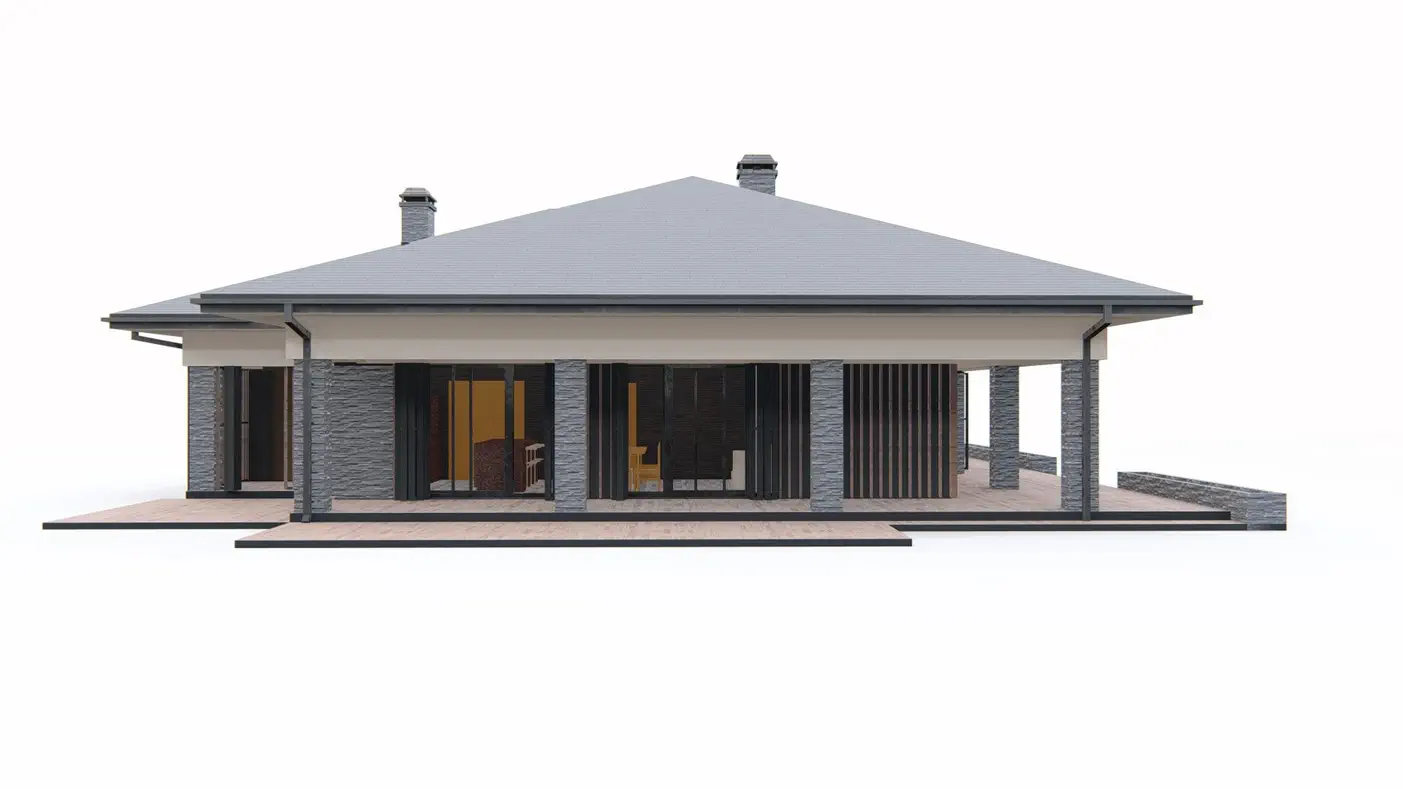 Namo projektas - Modernus vienaukštis namas su dviviečiu garažu