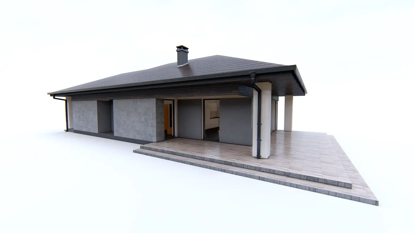 Namo projektas  - Vienaukštis namas, tinkantis siauram sklypui