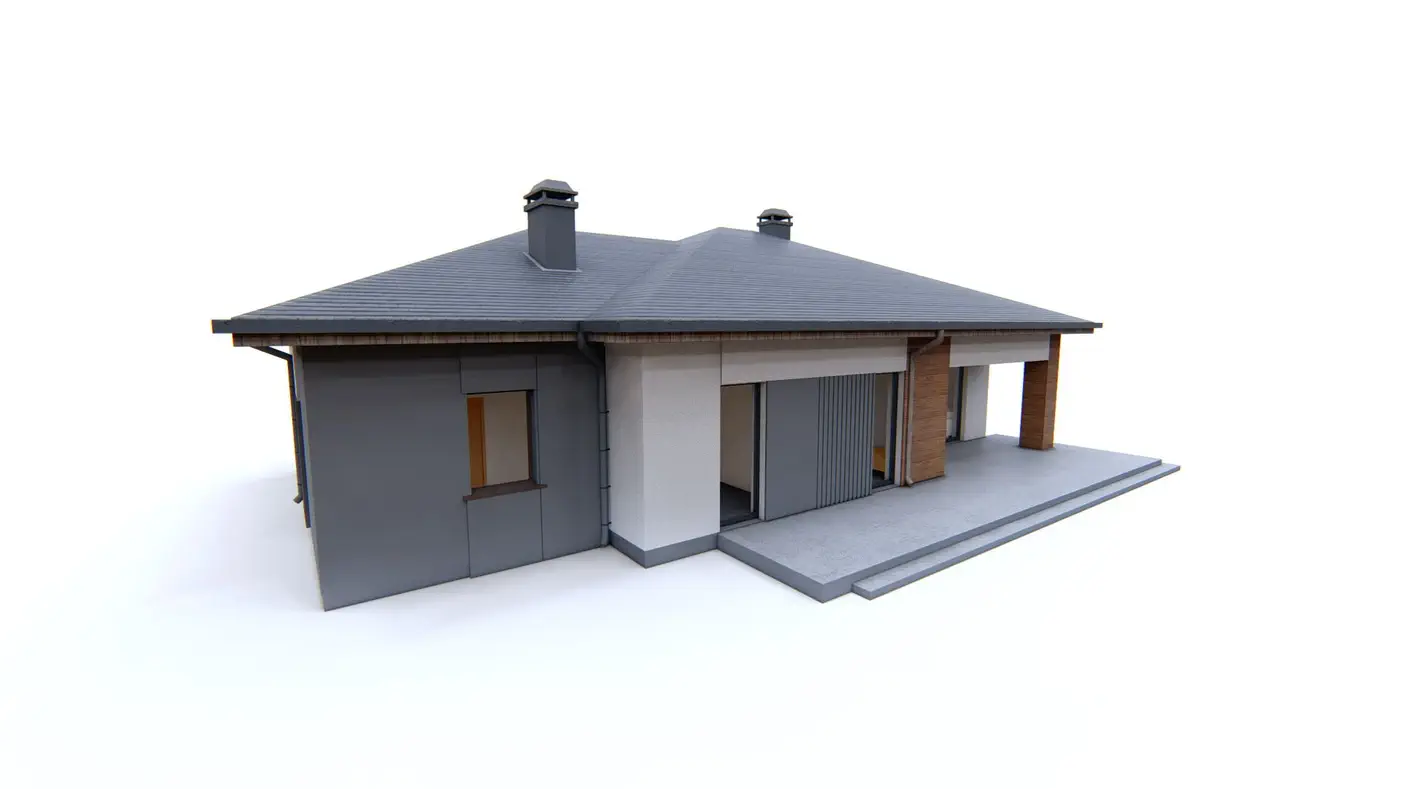 Namo projektas - Erdvus vienaukštis namas su garažu