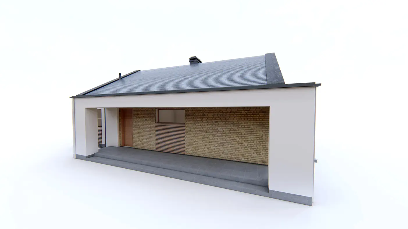 Home project  - Parterowy dom z dachem 2spadowym oraz 3 sypialniami na 100m2.