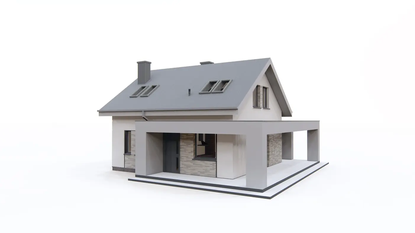 Home project  - Dom z poddaszem użytkowym o powierzchni 91m2 z dodatkowym pokojem na parterze.